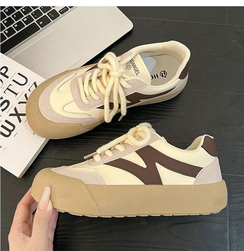 Versatile casual sports board shoes women's 2024 new spring and autumn Internet celebrities increase height Versatile breathable thick-soled bread wh
