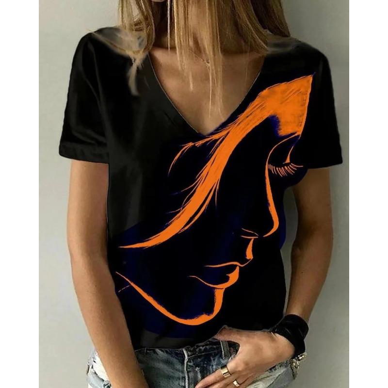 JPNTKY Women's Fashion Casual Short Sleeve V-Neck Blouses & Shirts