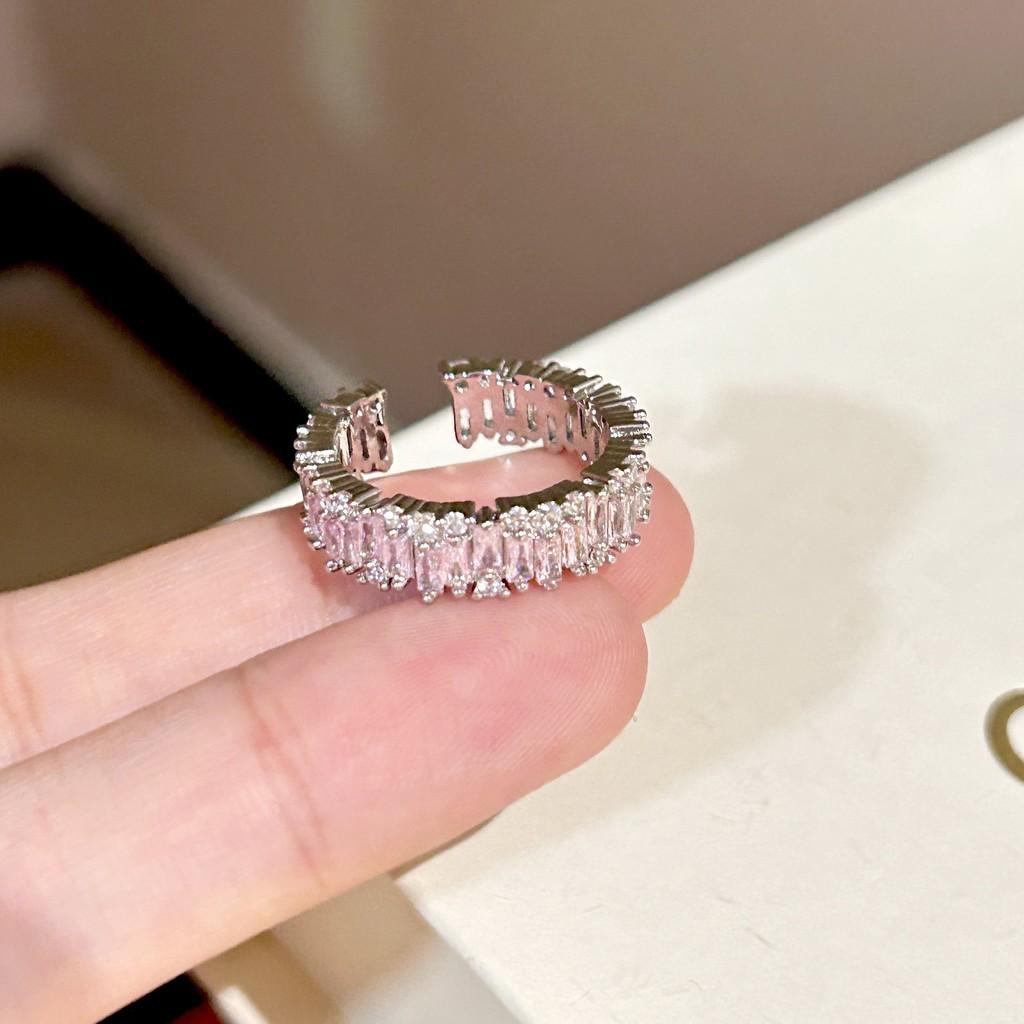 S925 Stylish Silver Ring With Colorful Gemstone Accents And Eyecatching Shape Geometric