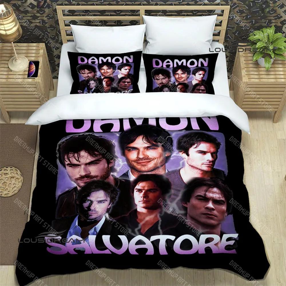 The Vampire Diaries Damon Salvatore Beddengoed Sets Prachtige Bedbenodigdheden Set Dekbedovertrek Beddekenset Beddengoed Verjaardagscadeau