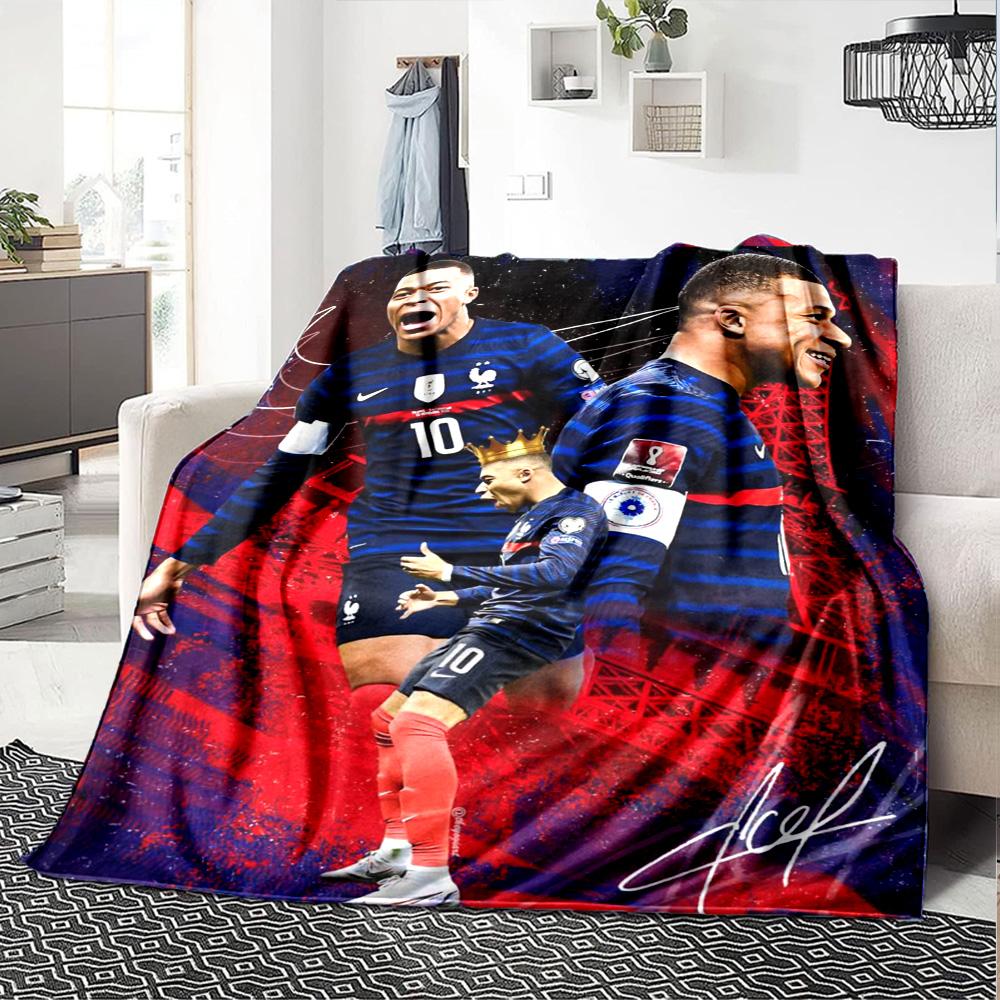 Star Player Kylian Mbappé Blanket Ultra-Soft Perfect for Office Chair Livingroom Chair Four Seasons Multipurpose Modern