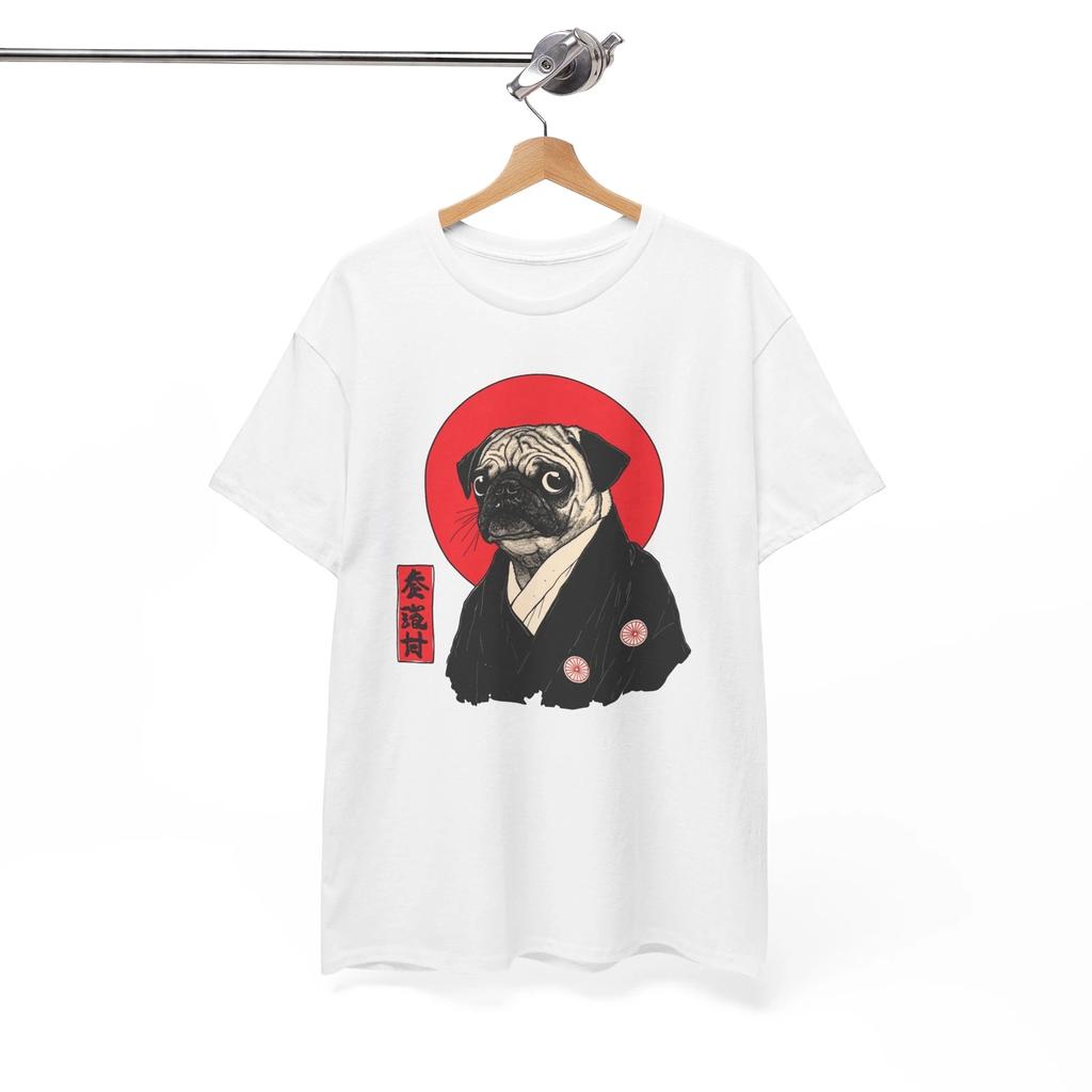 Pug Wearing Kimono Japanese T-Shirt | Katana Bushido Tee | Feudal Japan Shirt