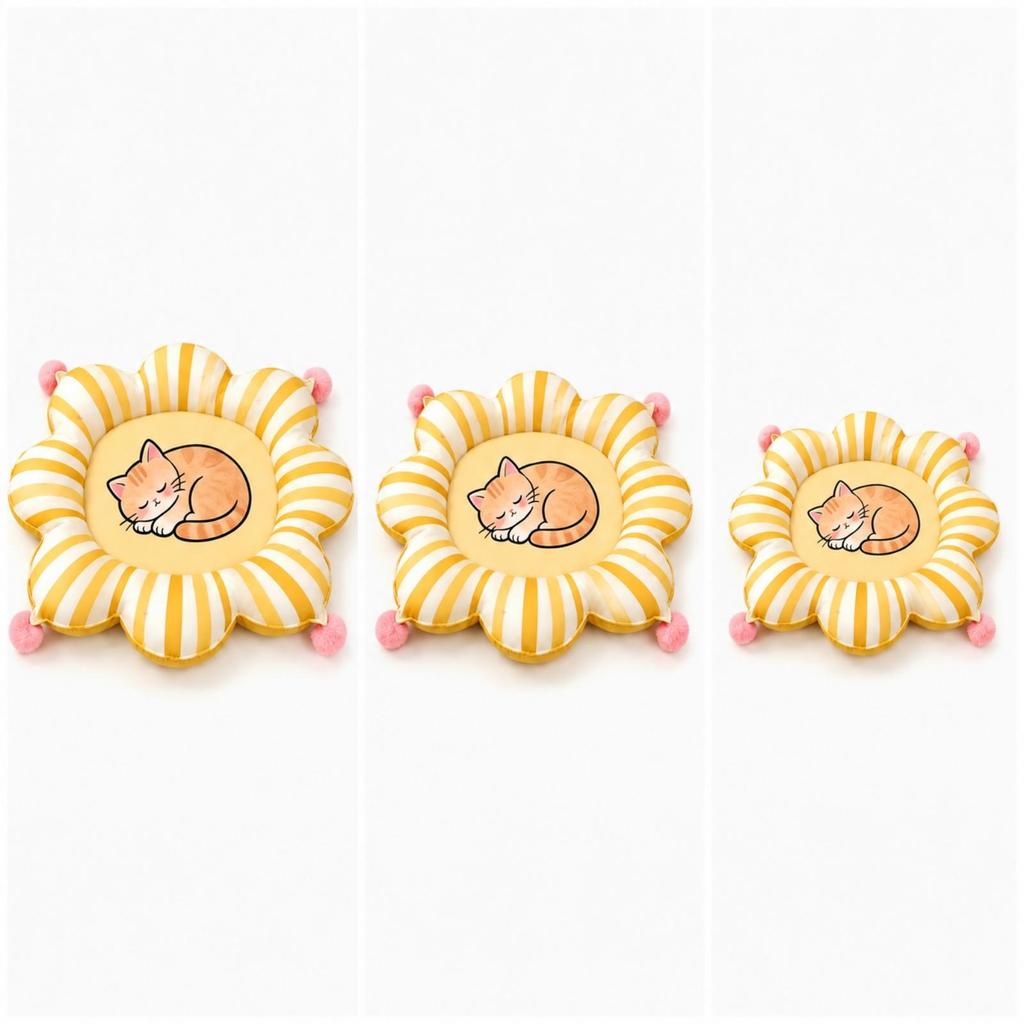 Pet Bed Cushioned Round Flower-Shaped Cat Lightweight for Bedrooms