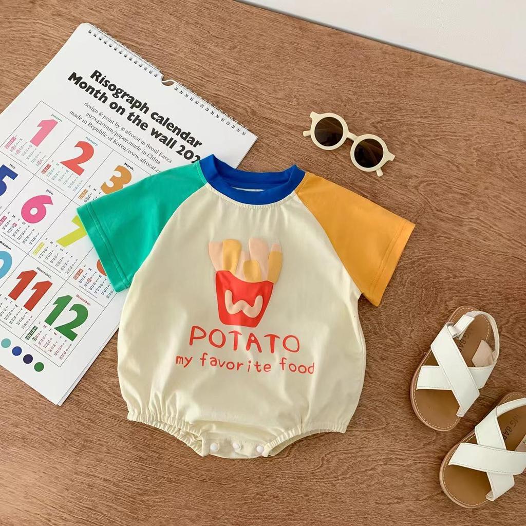 Unisex Newborn Short Sleeve Summer Romper - Lightweight Triangle Bodysuit for Outings and Crawling