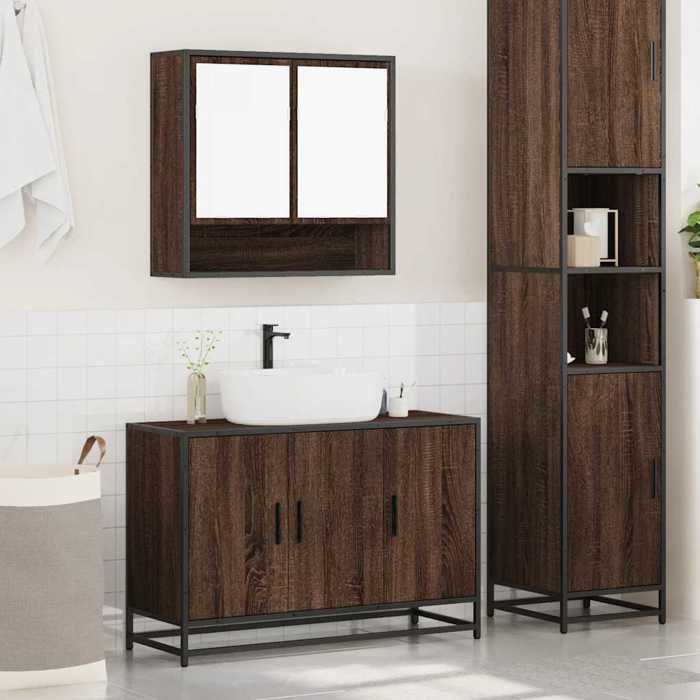 VidaXL Ensemble De Meubles De Salle De Bain 2 Pcs Chêne Marron, Armoire De Rangement, Armoire De Bain, Meuble De Toilette 3300924