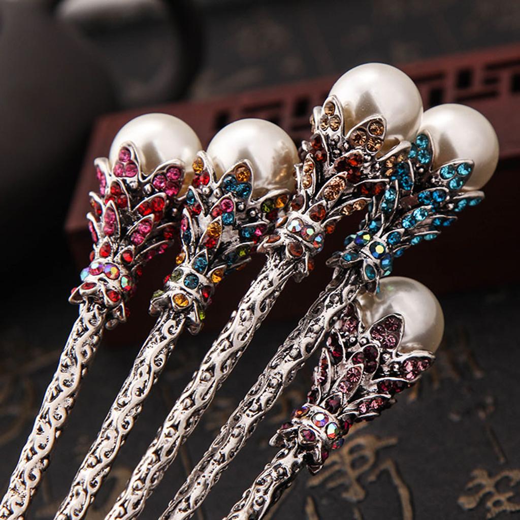 Vintage Haarnadel mit Strasssteinen, chinesischer Stil, Hochzeitskopfschmuck für dickes lockiges Haar, Styling-Dekoration
