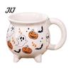 Décoration de Table Mystérieuse Halloween Chaudron de Sorcière Tasse, Crâne Citrouille Fantôme Céramique Café Anniversaire Cadeau pour Amis Tasse, Vaisselle Effrayante