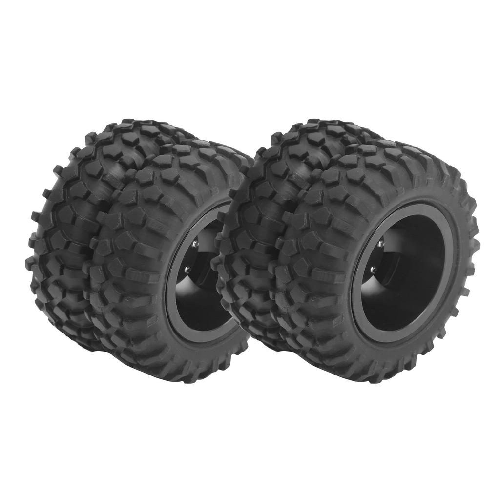 2Pcs RC Rear Twin Tire Wheel Tyre 55mm Dia Fit for WPL D12 1 10 Remote Control TruckBlack