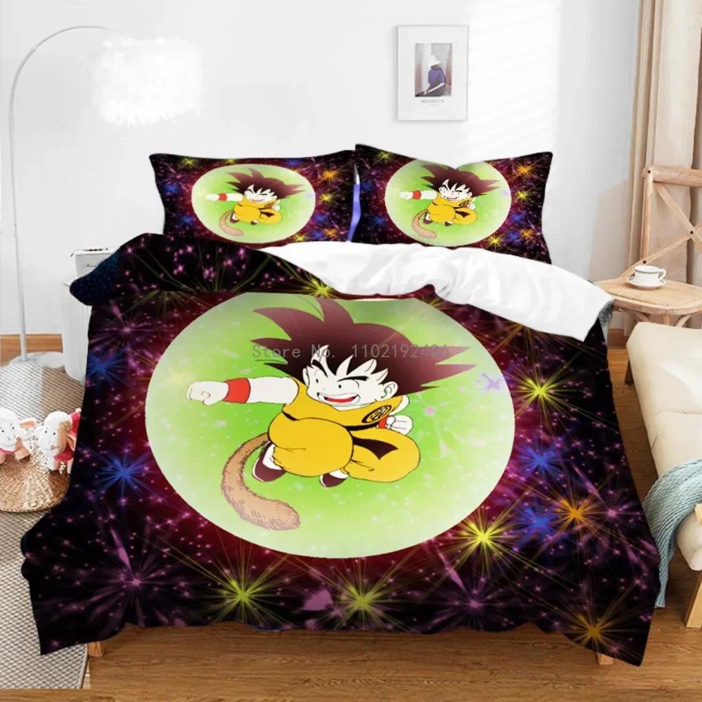 Son Goku Duvet Cover Set Boys' Dragon Ball Anime Cartoon Print Quilt Cover Bedding Suits For Adult Kids Friend G