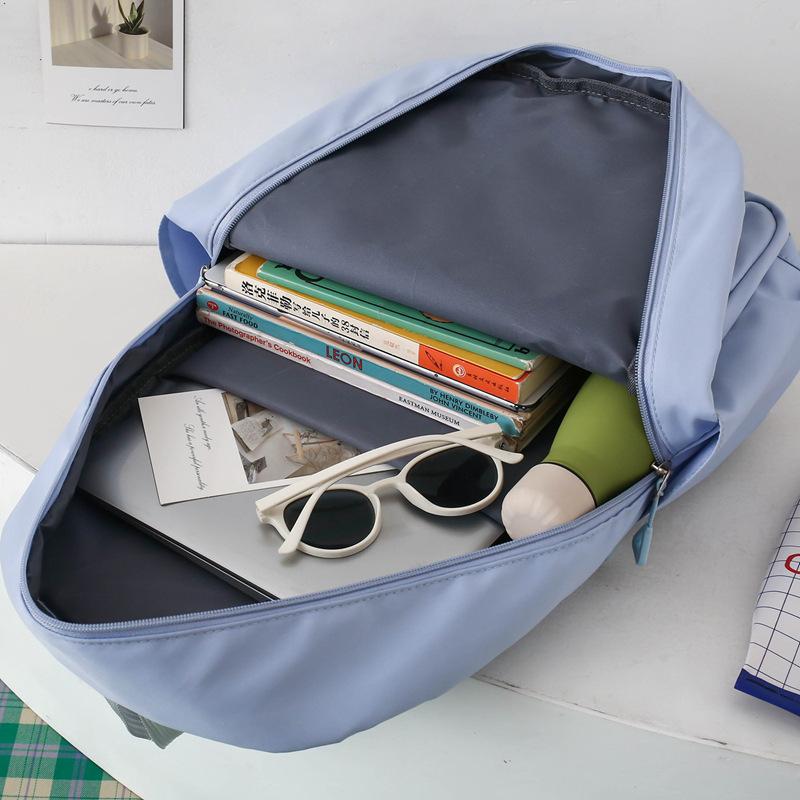 New Student Schoolbag Solid Color Simple Backpack for Women Large Capacity Student Four Piece Set Multifunctional Schoolbag Handbag