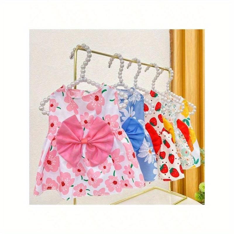 Summer Princess Dog Dress For Small Medium Dogs - Cute Printed Bowknot Lace Pet Skirt | Fashionable Puppy Apparel For Poodle Chihuahua & Small Breeds