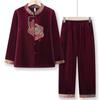 Grandma Spring Suit Gold Velvet Suit Elderly Chinese Style Long-sleeved Shirt Female Old Lady Clothes Mother Two-piece Set