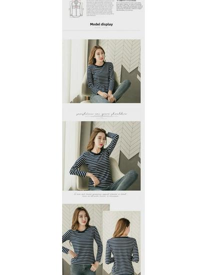 2024 Women's Loose-Fit Striped Long-Sleeve Cotton T-Shirt for Spring & Autumn, Age-Reducing, Plus-Size Slimming Top.