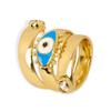 Women's 14K Gold Geometric Ring with Zirconia Devil's Eye for Index Finger - Trendy Spring Design