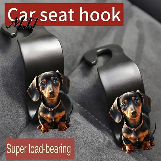 Car Storage Accessories Seat Hook, Cartoon Cat/Dog Pattern Decor, Durable Load Bearing Acrylic Cute Pet Organizer Headrest Hanger, Universal