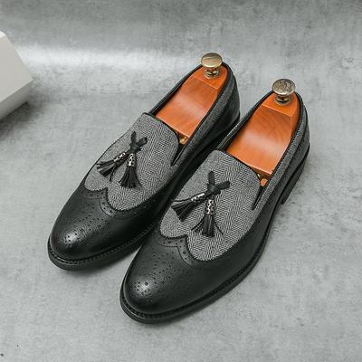 Fashion Fashion Formal Business Brogue Shoes Luxury Social Men Dress Shoes Men Casual Slip-On Leather Shoes Wedding Tassel Party Loafers