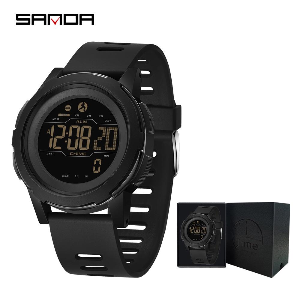 Sanda Multi-Function Smart Watch: Waterproof, Pedometer, Alarm Clock for Hiking & Sports - Unisex
