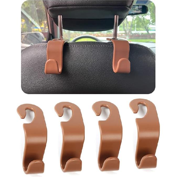 Car Headrest Hook for Purses and Bags 4 Packs,Car Back Seat Headrest Hanger,Universal Vehicle Storage Organizer(Black,4Pack)