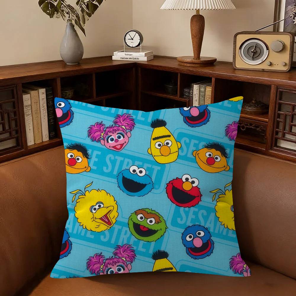 Cartoon SSesame Street Cushion Cover Pillowcase Upholstery Sofa Throw Pillow Home Decor Pillowcas