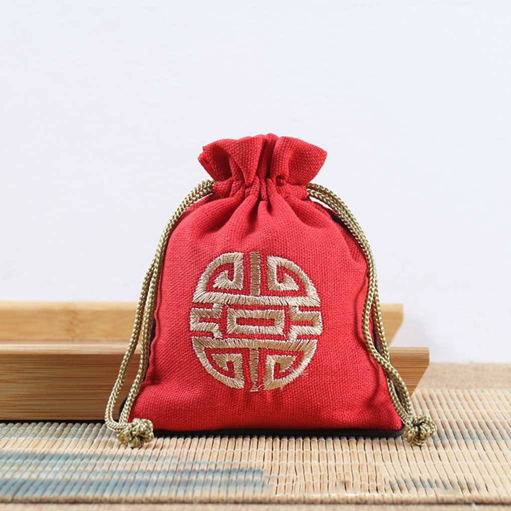 Jewelry Pouch Small Smooth Exquisite Satin Embroidered Sealing Pouches Portable Gift Bag for Ring Chains Pendant