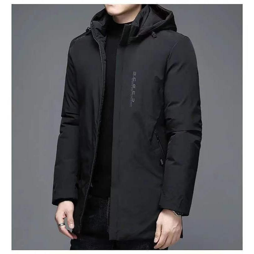 Cotton-padded Men s Cotton-padded Clothes, Hooded, Thickened, Winter Clothes, Mid-length 5XL чёрный