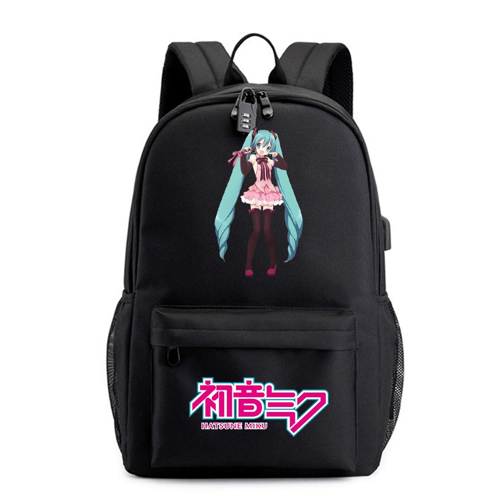 Anime Tegneserie Hatsune Miku Trykt Ryggsekk for Tenåring Student Skoleveske Kvinner Stor Kapasitet Vanntett Reisesekk Gave