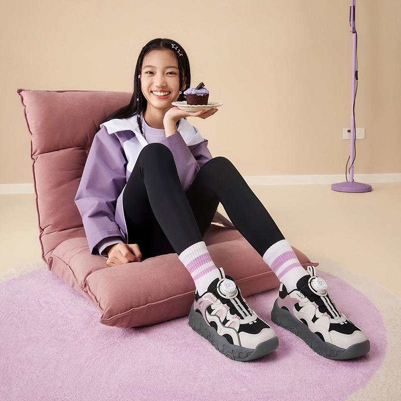Anta Childrens Brownie Synthetic Leather Mesh Fashion Versatile Trendy Thick Sole Non-Slip Wear-Resistant Breathable Low-Top Casual Shoes A22538809