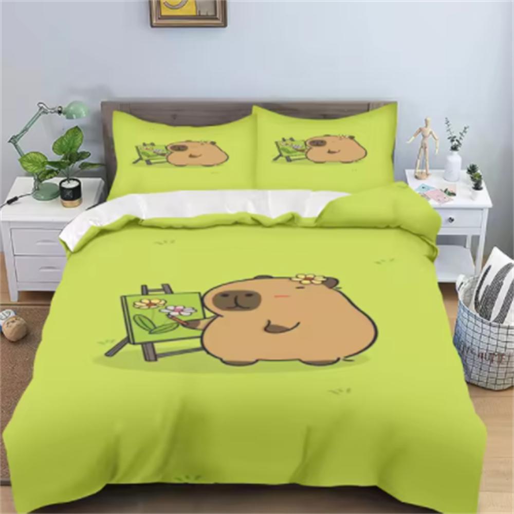Capybaras Duvet Cover Anime Bedding Pillowcase Printed General Children And Adult Set Queen Size Reactive Printing Quilt