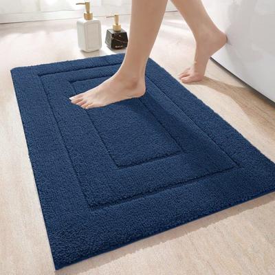 Tapis De Bain Antidérapant 50 X 80 Cm - Microfibre Moelleuse Absorbante, Lavable En Machine (marine)