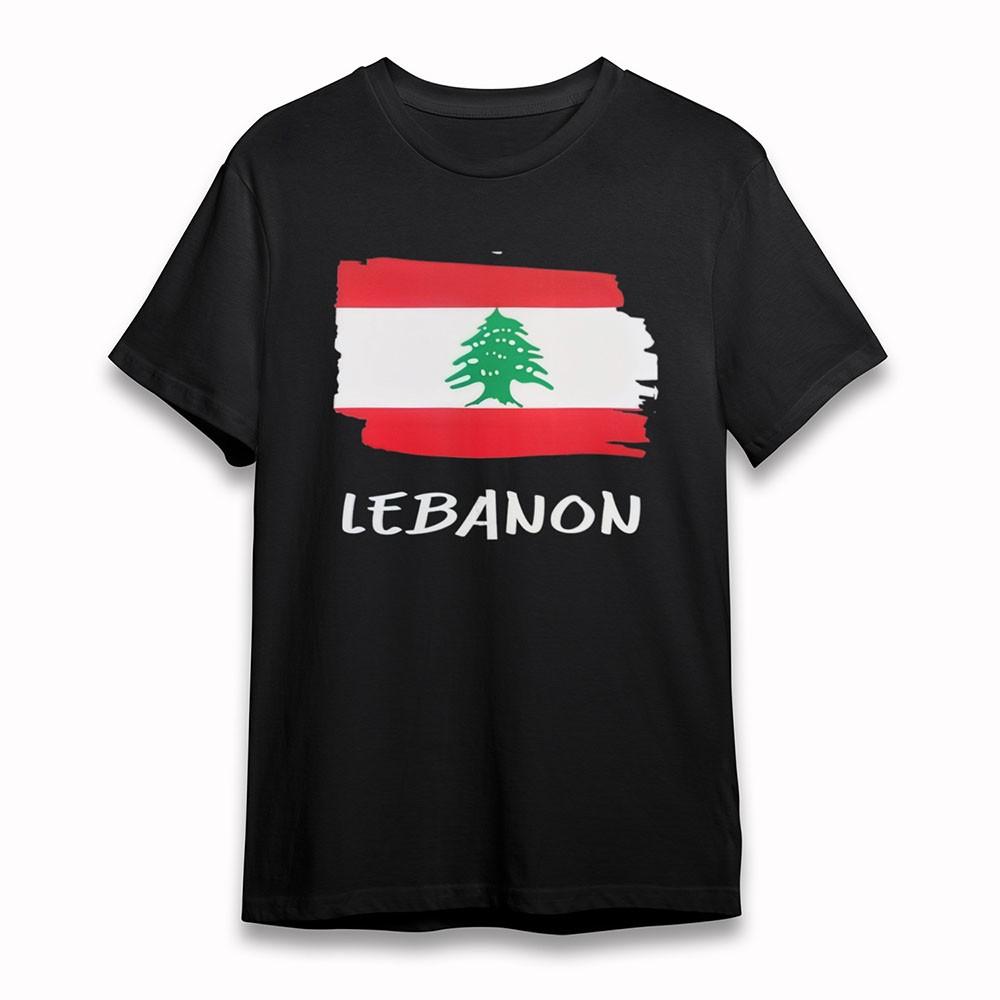 

Women s Comfy T-Shirt Lebanon Cedar Flag Art Tee Short Oversize Cotton Black Tee 3XL