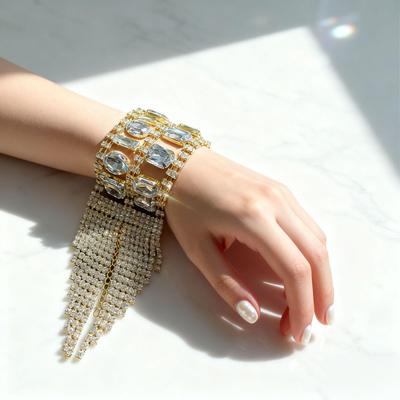 Luxury European-American Rhinestone Multi-row Tassel Bracelet