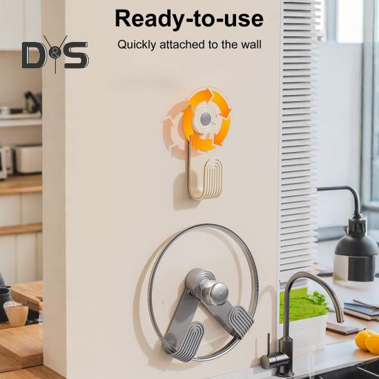 Nástěnný držák víka na hrnce Nastavitelný design Snadná instalace Univerzální přísavka Organizér na víko hrnce Kuchyňský úložný stojan