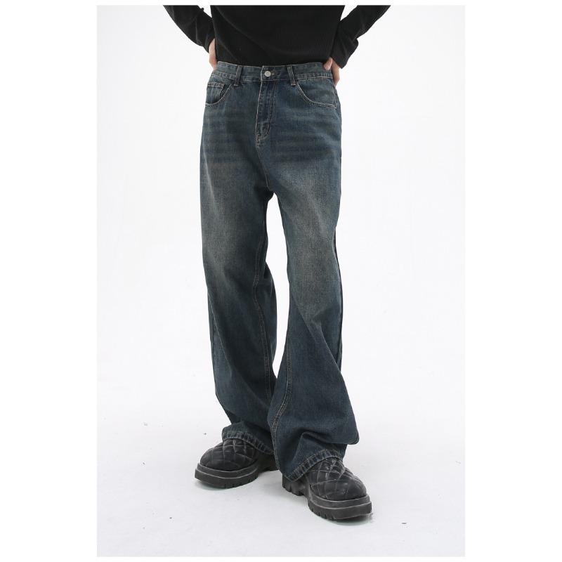 Versatile Long Trousers Washed and Old Denim Blue Loose Straight Casual Pants Straight Loose Jeans for Men Fashionable and Comfortable Pants
