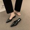 Nai Pai~ Retro bag head half slippers for women wearing lazy people with one pedal, pointed muller shoes, thick heel half support single shoes for w