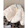 Plaid Splicing Lapel Pink Cotton-padded Jacket for Women's New Thickened Warm Loose Bread Jacket In Winter