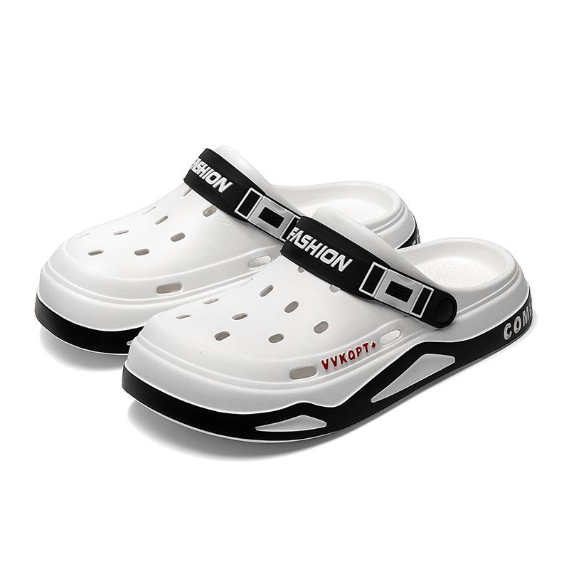 New hole shoes men's summer outer wear male student bag head cool slippers anti-skid beach shoes