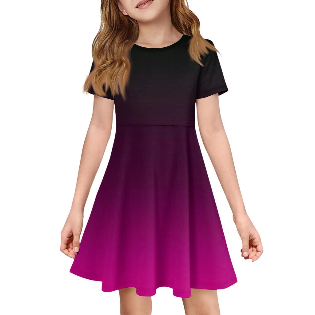 Girl Summer Dress Color & Print Short Sleeve Dress With Pocket Casual Dress Shorts Sleeve Party Dress Easter Day