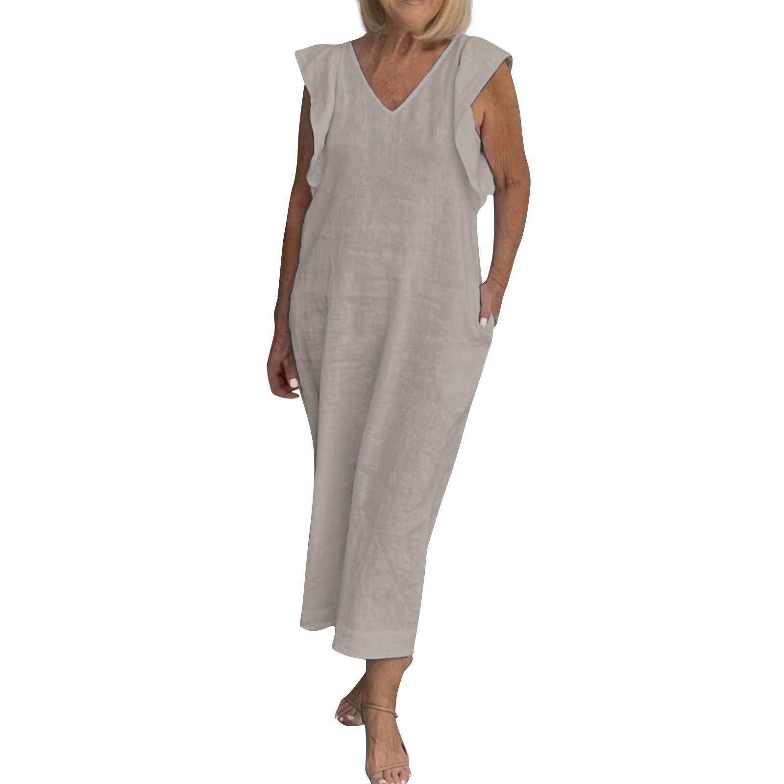 

Женское летнее хлопковое льняное платье с лямками на спине и рукавами-крылышками M бежевый