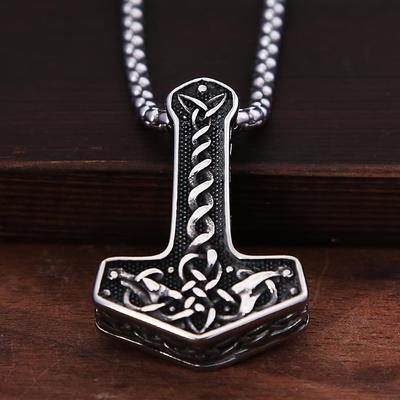 Nordic Vintage Thor Hammer Men's Pendant Viking Celtic Knot Necklace Protector Jewelry Gift Accessories