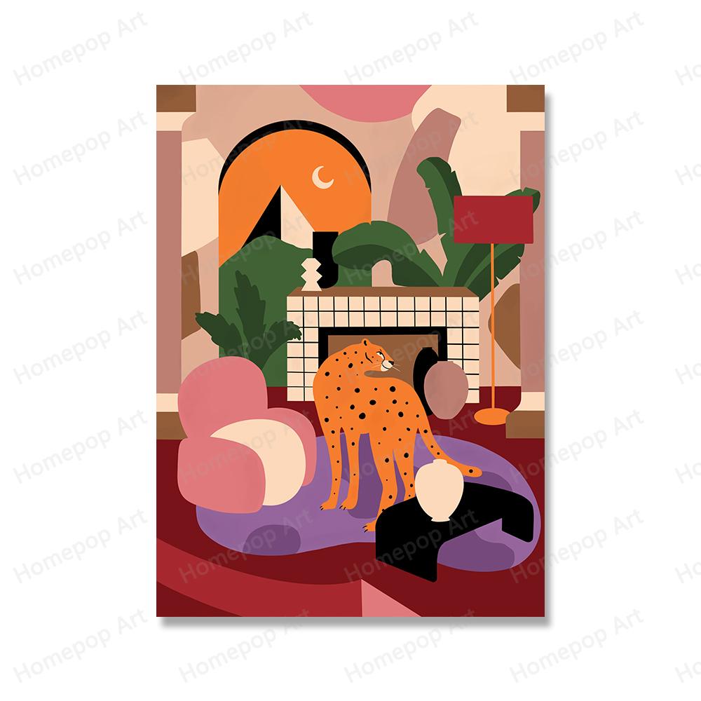 Tiger Paradise Forest Animal Wall Art Canvas Painting Abstract Cheetah Posters and Prints Living Room Pictures Home Decoration