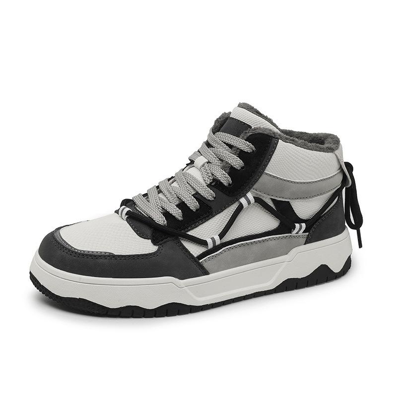 British style retro German training shoes medium top board shoes autumn and winter new velvet warm outdoor sports casual cotton shoes