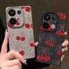 Cherry Bowknot Print Slim Soft Phone Case For Xiaomi 13T Pro Poco X7 X6 M6 Redmi 13C Note 14 13 Pro 12 11 Matte TPU Leather Texture Shockproof Cover