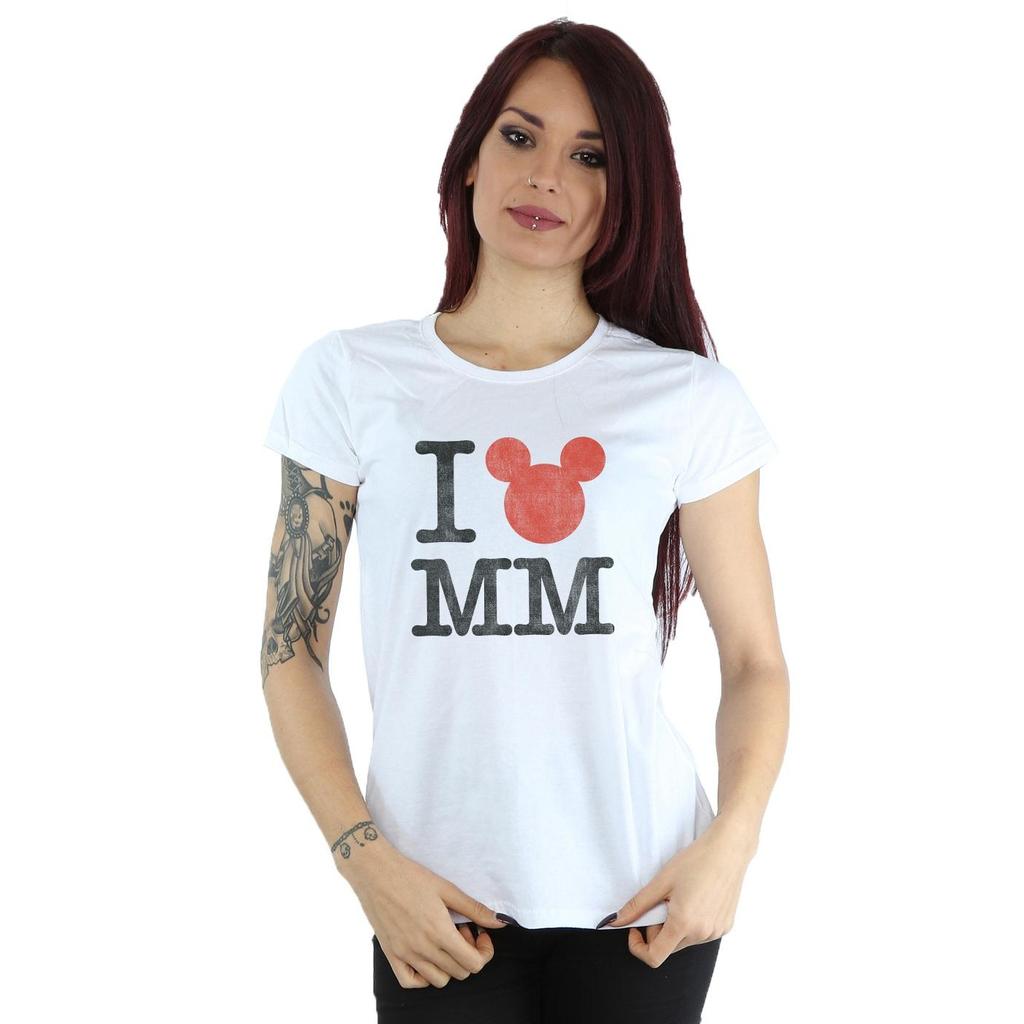 Disney Womens/Ladies I Love Mickey Mouse Cotton T-Shirt