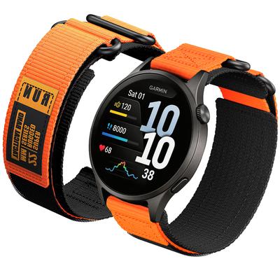22mm Hook and Loop Nylon Watch Band for Garmin Venu 4 3 2 45mm/D2 Air X15/Forerunner 570 47mm 265 255 Sports Replacement Strap