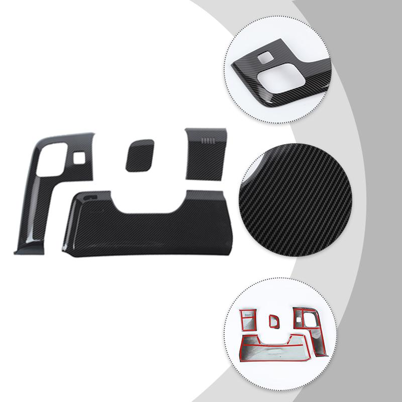 Car Steering Wheel Door Handle Decoration Center Console Cover Protective Sticker For Ford Mustang 2015 Up ABS Car Accessories Carbon Fiber Black