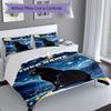 3PC Custom Name "Starry Night Cat Dreamscape" Bedding Set Duvet Cover Closure Includes 1 Duvet Cover & 2 Pillowcases for Bedroom