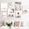 Pink Seascape Wall Art Canvas Painting Sunshine Beach Wall Poster Print Starfish Palm Tree Prints Nordic Wall Picture Home Decor