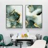 Abstraktes dunkelgrünes goldenes Aquarell-Tinten-Wand-Kunst-Leinwand-Gemälde-Druck-Poster-Bild für die Inneneinrichtung des Wohnzimmers
