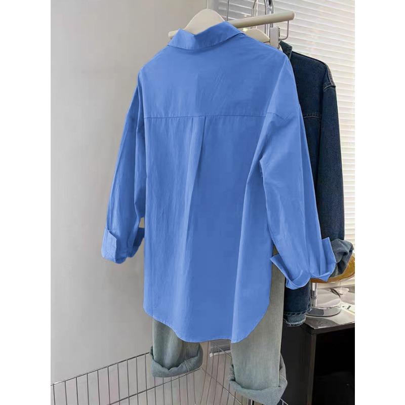 Frühling Herbst Rollkragen Einfarbig Lässig Mode Strickjacke Hemd Damen Langarm Schlicht Alleskönner Bluse Top