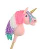 Hobby Horse Unicorn On a Stick, Small Pink with Colorful Mane and Golden Horn